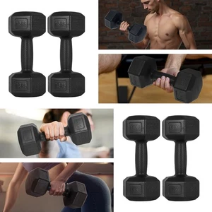 2-10kg PAIR Dumbbell kettlebell Barbell Bar Weight Lifting Gym Weights Set Black - Picture 1 of 22