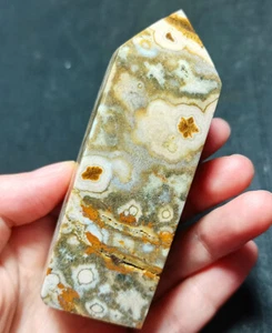 Rare 106.5G Natural Polished Orbicular Ocean Jasper Wand Point Healing  B47 - Picture 1 of 12