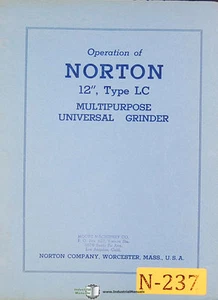 Norton 12" Type C, Universal Grinder, Quick Operations Manual 1941 - Picture 1 of 5
