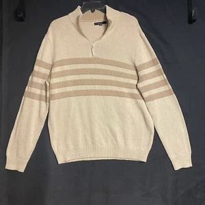 Tahari Herren 1/4 Zip Baumwolle Langarm Pullover Sweater Oatmeal XL - Bild 1 von 10