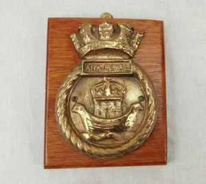 Mounted HMS Ark Royal (R09) Aircraft Carrier Bronze Boat Badge - Picture 1 of 3