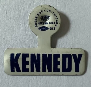 1960 John F Kennedy Presidential Campaign Metal Litho Lapel Tab/Pin - Picture 1 of 2