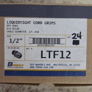 "CAJA de 24 - TOPACIO 1/2"" LFT12 - Alivio de tensión, agarre de cable, tuercas de bloqueo de glándula de cable - Imagen 1 de 1