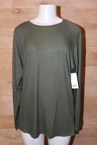 Seek No Further By Fruit Of The Loom Womens Raglan Shirt Green Stretch S New - Picture 1 of 10