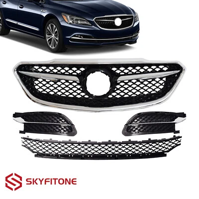 Front Upper Lower Grille/Foglight Cover Set For Buick LaCrosse 2017-2019 Chrome - Image 1 of 4
