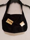 Emanuel Ungaro Paris Black Suede Leather Hobo Handbag w/Gold Plated Hardware 