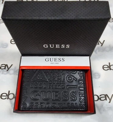 Nuevo GUESS Imitación de Cuero Negro, Relieve Logo, HOMBRE Rfid Cartera Plegable - Imagen 1 de 4