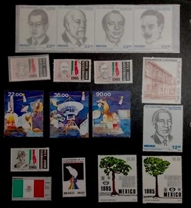 Messico, anno 1985, collezione singoli usati e nuovi - 24 singoli e 3 fogli - Foto 1 di 2