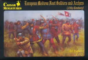 CAESAR MINIATURES 1/72 - H088 European Medieval Foot Soldiers and Archers - Imagen 1 de 1