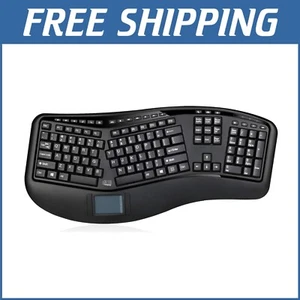 Compact 2.4GHz Wireless Ergonomic Keyboard with Built-in Touchpad and Palm Rest - Picture 1 of 11