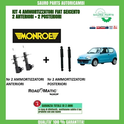 MONROE ROADMATIC KIT 4 AMMORTIZZATORI MONROE FIAT SEICENTO (187) DAL 1998 2010 - 600 NUOVI