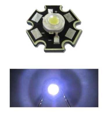 2 X LED 1W BIANCO CON DISSIPATORE CALORE 3V alta luminosità luce bianca 6000k  - Immagine 1 di 2