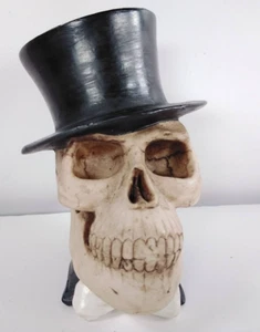 Top Hat Bowtie Formal Gentleman Skeleton Skull 5" Statue Figure - Picture 1 of 8