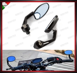 SPECCHIETTI MOTO NAKED PER MANUBRIO BAR END CAFE RACER REGOLABILI NERO DX + SX - Imagen 1 de 4