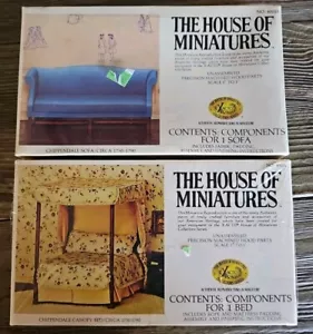 NEW House of Miniatures Chippendale Canopy Bed & Sofa vintage 1977 X-Acto Sealed - Picture 1 of 6