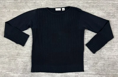 Vintage Kim Rogers Sweater Womens Medium Black Crew Neck Cable Knit - Image 1 of 4