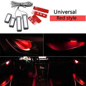 4pcs Car Door Bowl Handle LED Ambient Atmosphere Light Interior Lamp Red NEW - Imagen 1 de 8