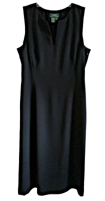 LAUREN RALPH LAUREN Women Maxi Sheath Dress Black Sleeveless Split V-Neck - 12 - Image 1 of 4