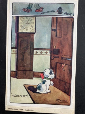 Hush Money dog and burglar GF Christie small cartoon card print - Image 1 of 4