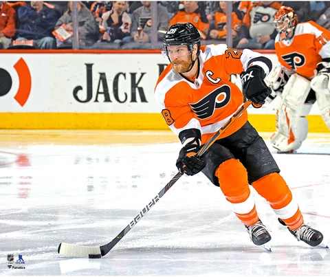 Claude Giroux Philadelphia Flyers Unsigned Orange Jersey Skating Photograph Cover