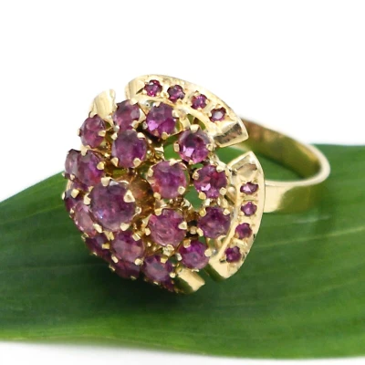 14k Yellow Gold Estate Dome Ruby Gemstone Ring Size 8.25 - Image 1 of 4