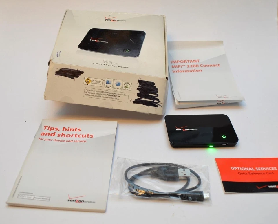 Verizon MiFi 2200 Intelligent Mobile Hotspot Broadband Device w/box,cord,papers - Image 1 of 1