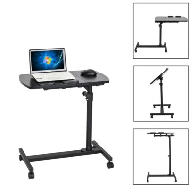Adjustable Side Bed Laptop Table Computer Stand Desk Rolling Cart Overbed NEW - Image 1 of 4