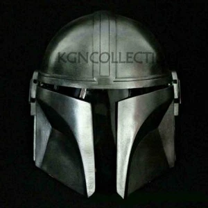 Metal Steel Mandalorian Helmet With Liner and Chin Strap For LARP/Costumes/Role - Picture 1 of 4