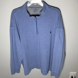 Polo Ralph Lauren Sweatshirt Mens 3XB Blue 1/4 Zip Pullover Pony Preppy NWOT - Picture 1 of 12