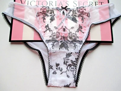 VICTORIA'S SECRET DREAM ANGELS Cheekini Bikini Panty VS Black White Mesh S M L - Image 1 of 4