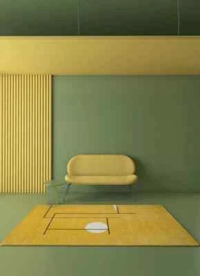 Alfombra geométrica hecha a mano con textura acolchada estilo moderno calidad premium sala de estar Foto 1 de 4