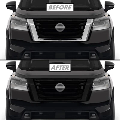 Chrome Delete Blackout Vinyl Overlay for 2022+ Nissan Pathfinder Grill Trim - Image 1 of 4