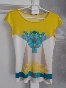 VERSACE Multicolor Abstract Viscose Jersey Blouse Top T-Shirt Short Sleeve S 40 - Picture 1 of 15