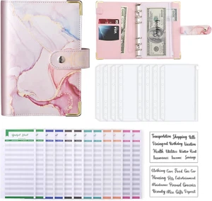 Budget Binder, A6 Marble PU Leather Binder, Money Organizer Cash Envelopes Bu... - Picture 1 of 7