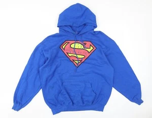 Superman Unisex Blue Pullover Hoodie L Graphic Print - Picture 1 of 12