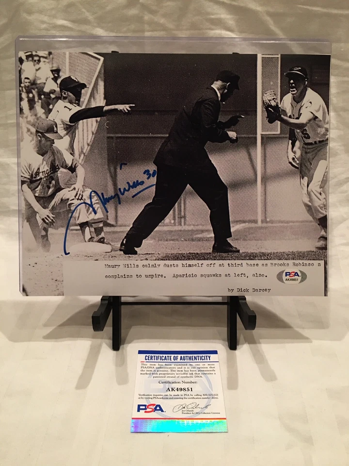 MAURY WILLS Signed 8x10 Picture Photo PSA COA Los Angeles Dodgers Autographed - Image 1 of 1