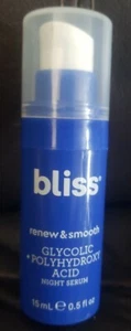Bliss Renew & Smooth Glycolic + Polyhydroxy Acid Night Serum .5 oz/15 mL - Picture 1 of 1