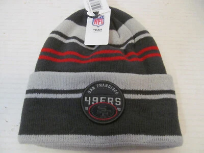 Gorra de punto con puños del equipo de la NFL San Francisco 49ERS, gris y rojo, talla única Foto 1 de 4