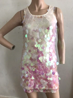Topshop редкая шелк блестки дискотека фестиваль вечеринки мини-платье Uk 6 Eu 34 Xs новое с этикетками - Изображение 1 из 4