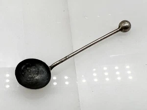 ANTIQUE VICTORIAN SOLID SILVER SMALL CONDIMENT MUSTARD SPOON BALL BAUBLE TOP - Picture 1 of 6