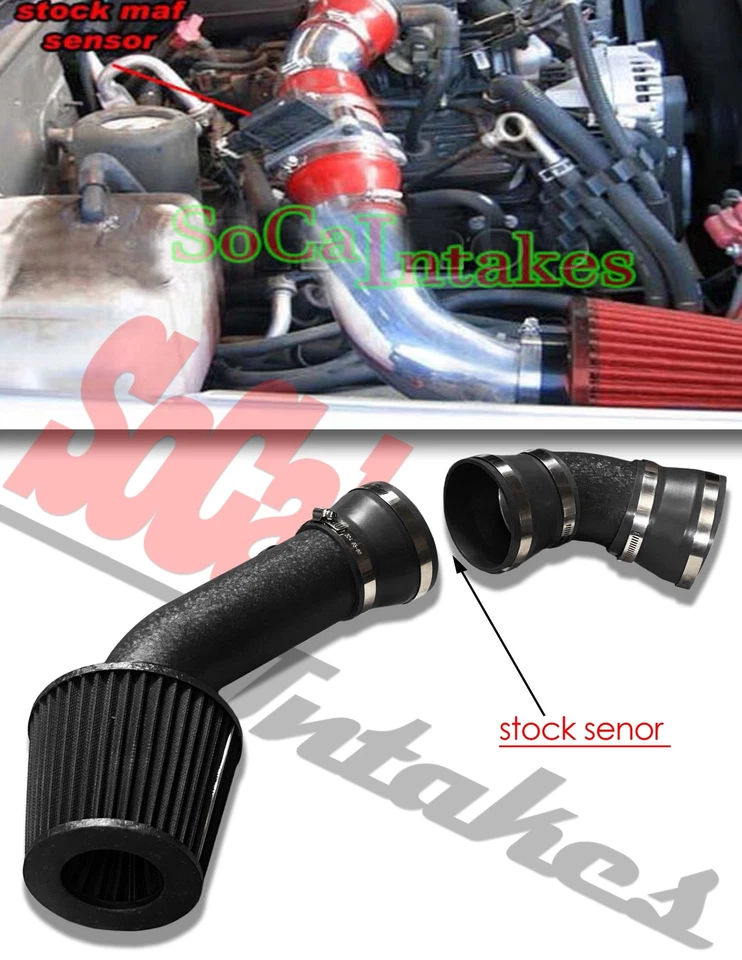 Полностью черный с покрытием 2шт воздухозаборник набор и фильтр для 1999-00 Cadillac Escalade 5.7 V8 - Изображение 1 из 1