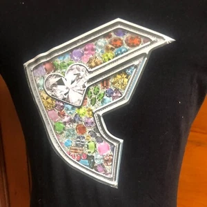 Famous Stars & Straps Teens Fit schwarzes T-Shirt Größe Small Edelsteine F Logo Vintage - Bild 1 von 10