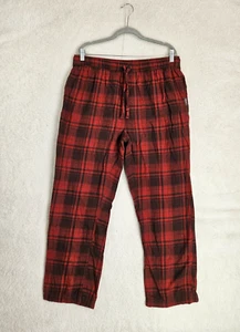 Eddie Bauer Men Sleepwear Large Red Plaid 100% Cotton Drawstring Lounge Pants - Picture 1 of 20