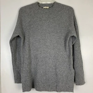 Nap Loungewear Cashmere Sweater Womens M Gray Ribbed Knit Pullover Side Slits - Picture 1 of 11