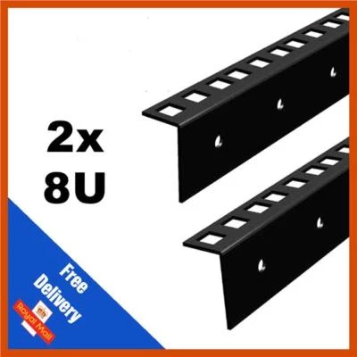 2 x 8u 19 Inch Rack Strip Rails for Rack Cabinets Flight Cases Pairs - Image 1 of 2