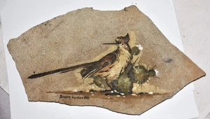 Susan Hemm Zivic Original Painting on Sandstone Roadrunner Southwestern 1980 - Picture 1 of 4