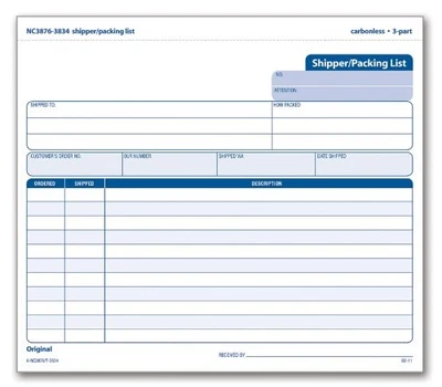 Tops Shipper/packing List Snap-off Form - Carbonless - 7" X 8.50" Sheet Size - - Image 1 of 2