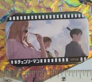 Used Chainsaw Man CSM Denji Power Aki Film Rectangle Badge Pin Anime Button - Picture 1 of 2
