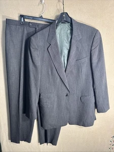 Fratelli Tallia Di Delfino Custom 44L Gray Check Striped 2 Piece Suit 38x31 1BTN - Picture 1 of 22