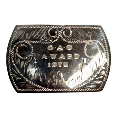 Vintage 1972 Omak Arena Club OAC German Silver Comstock Silversmiths Belt Buckle - Image 1 of 4